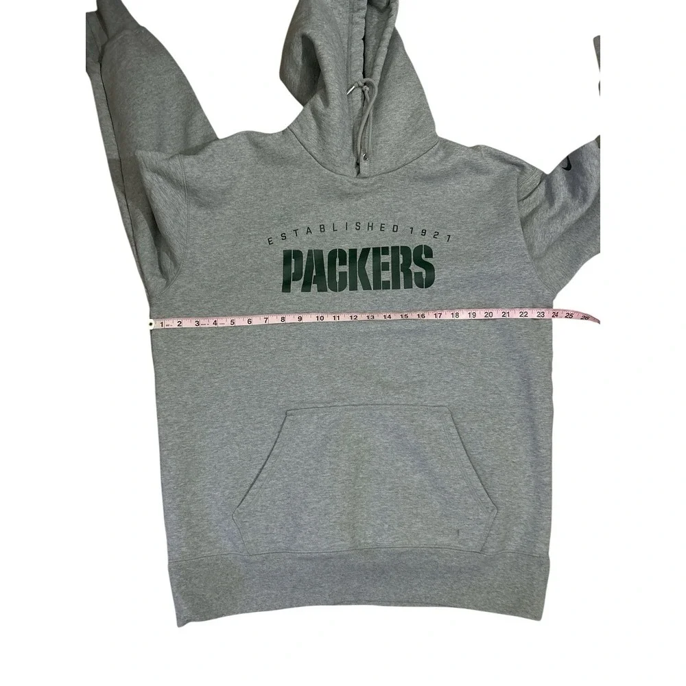 Nike Green Bay Packers Hoodie Sweatshirt‎ Mens Sz L Light Grey NFL Logo Fan Gear